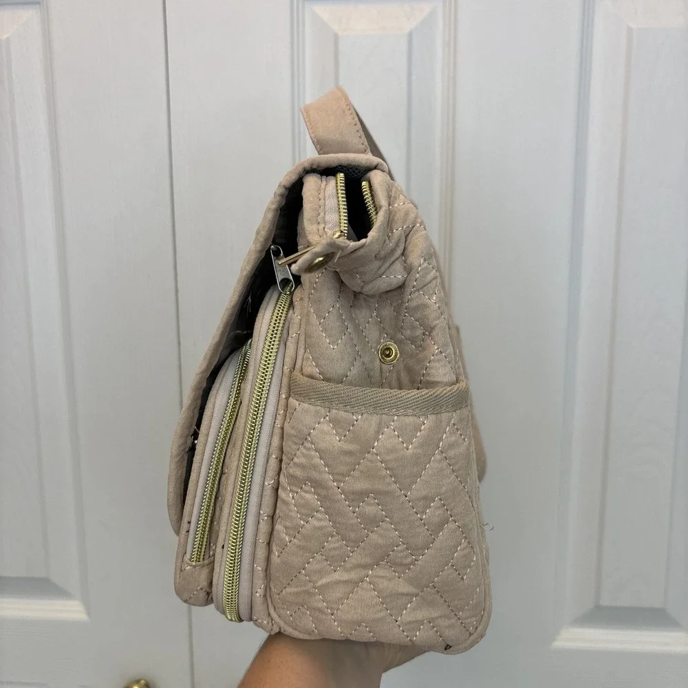 Travel Makeup Bag Organizer Elviros Plush Rose Gold With Gold Zipper Hangs